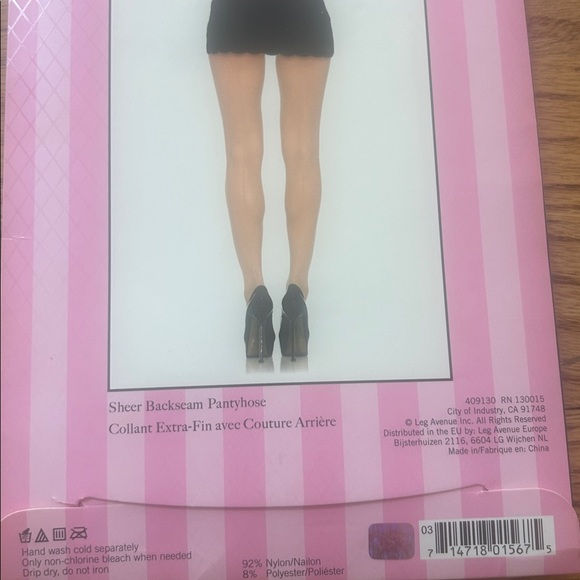 New in package Leg Avenue Sheer Tan Back Seam Pantyhose - Picture 7 of 7